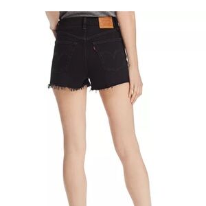 Levi’s Rib Cage High Waisted Denim Shorts in Latte Shift (black)